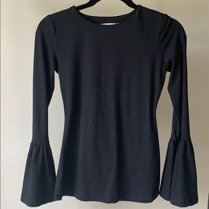 Susana Monaco Nicole Bell Sleeve Top Black Fitted